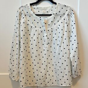 Caslon Ivory Blouse with Navy Dots